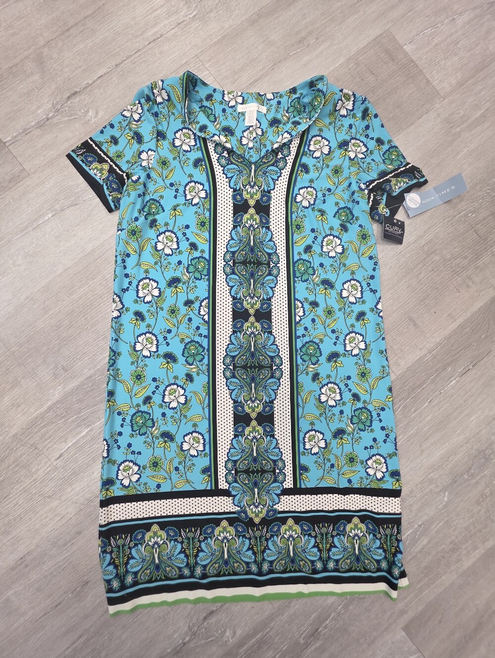 Bright Blue Floral NON WRINKLE Shift Dress - London Times
